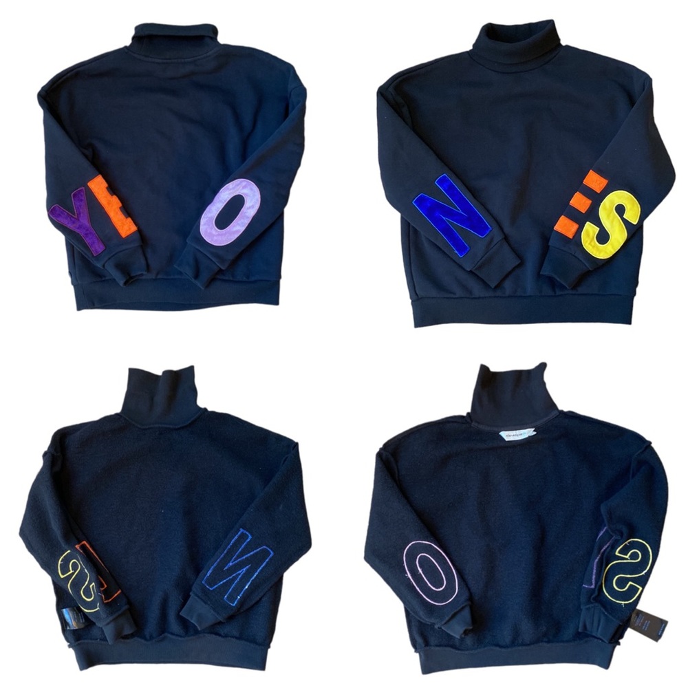 Elevenparis Eleven Paris Black Yes No Turtleneck Pullover Sweatshirt Kids 8